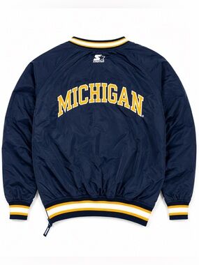 Vintage 1990's Starter Michigan Wolverines Pullover Jacket Men’s M Navy NCAA
